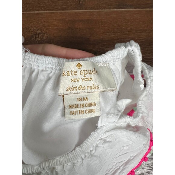 Kate Spade New York Baby Girls 18 Months Swiss Dot Off The Shoulder Pink & Green - Picture 6 of 6